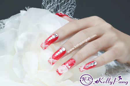 Cách Vẽ Mẫu móng Hoa hồng tình yêu