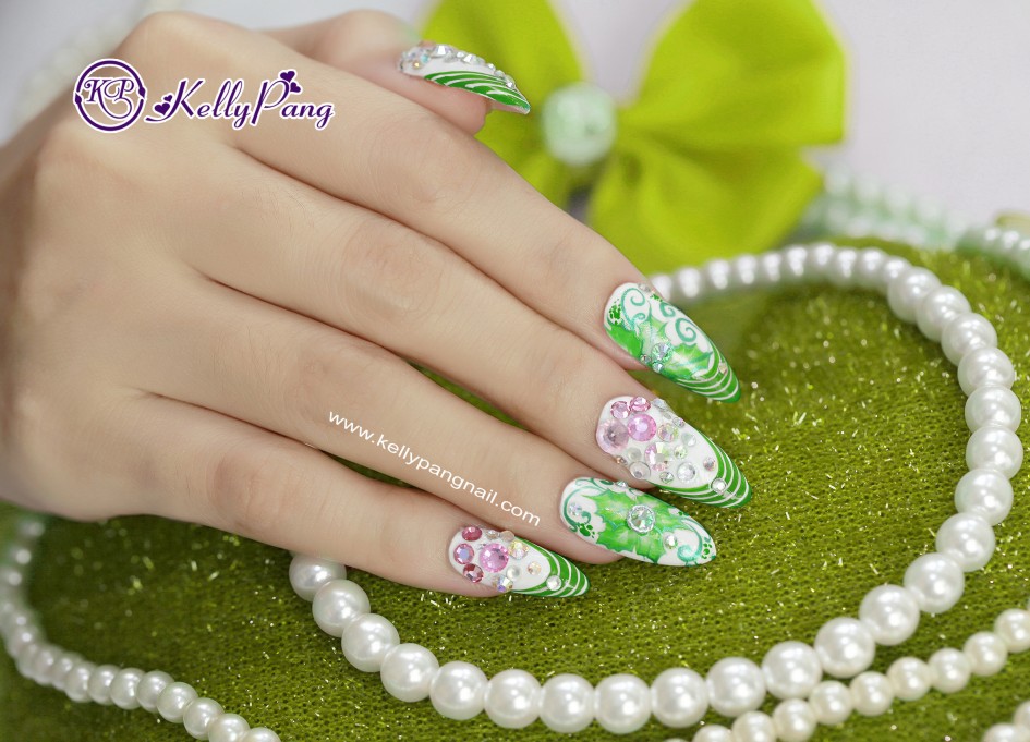 Hướng Dẫn Vẽ Mẫu Nail Xanh Tươi
