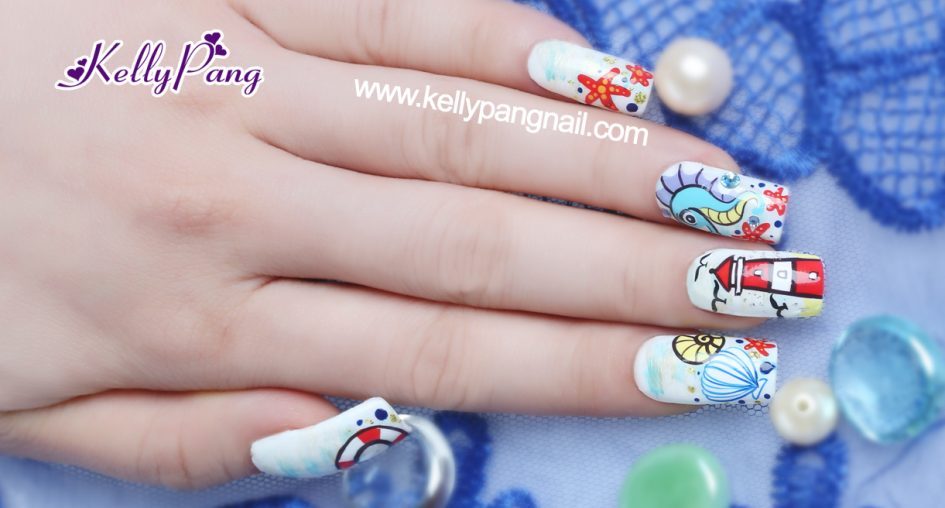 Cách vẽ mẫu móng “Bình Yên Nơi Biển”