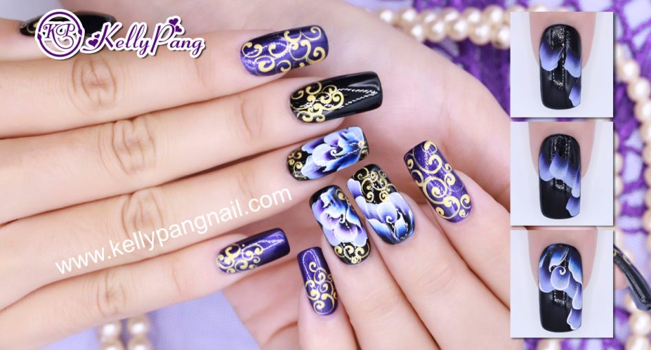 Các bước vẽ mẫu nail Hoa Cát Tường Xanh