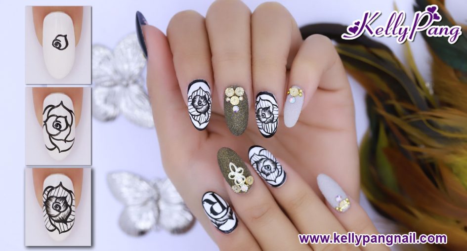 Các bước vẽ mẫu nail Hoa Hồng Đen Huyền Bí Các bước vẽ mẫu nail Hoa Hồng Đen Huyền Bí