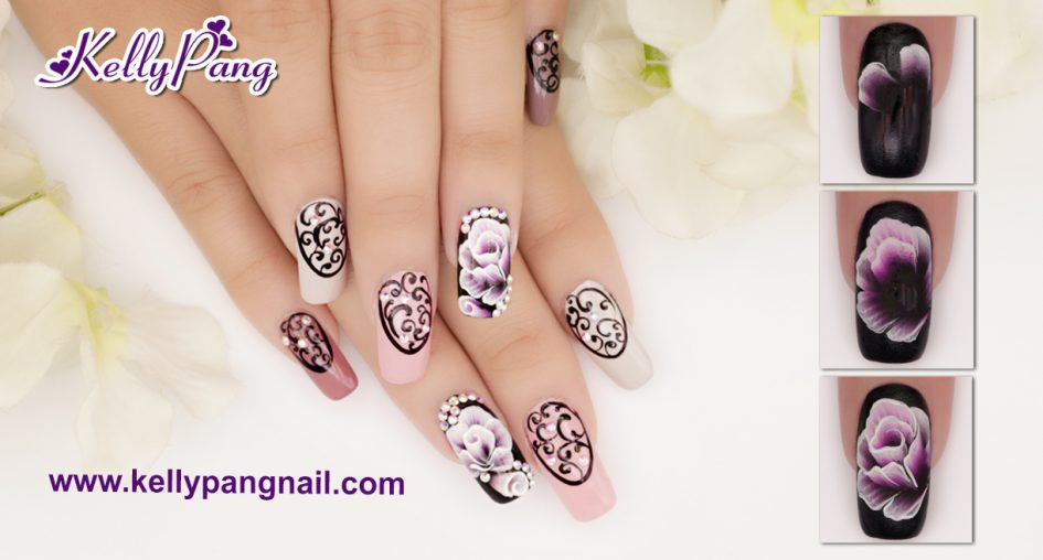 Các bước vẽ mẫu nail Nét Hồng Kiêu Sa