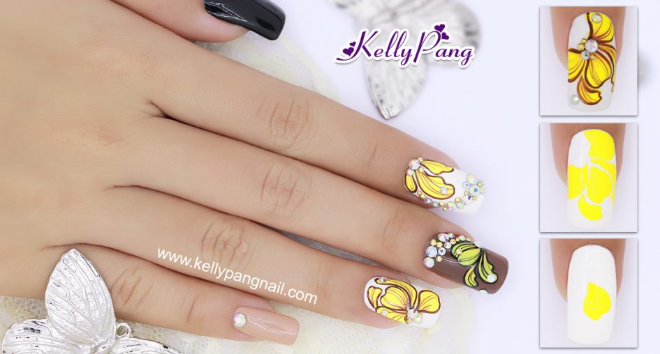 Các bước vẽ mẫu nail Hoa Vàng Chào Xuân