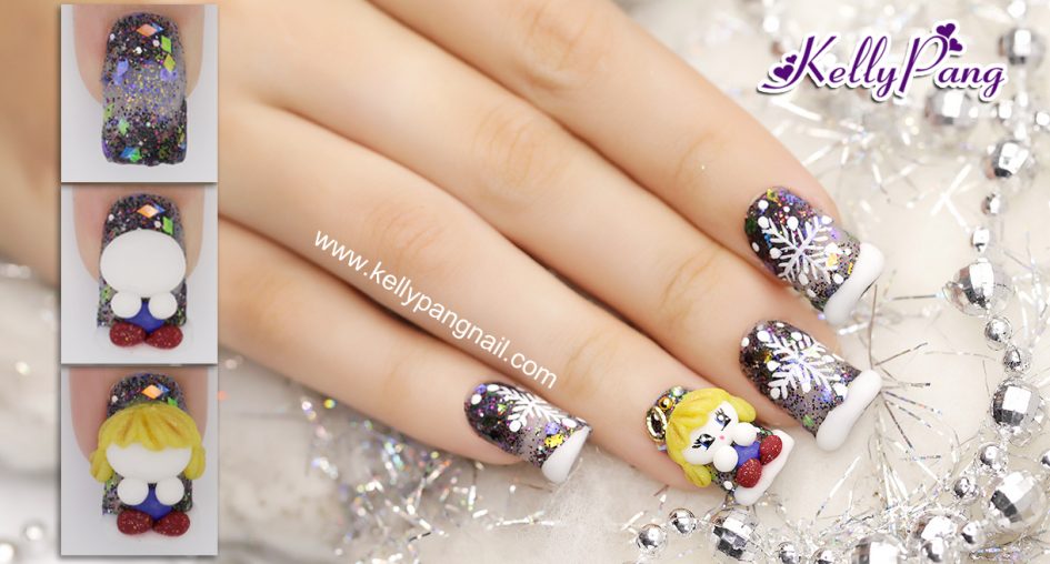 Các bước vẽ mẫu nail Cô Bé Mùa Đông