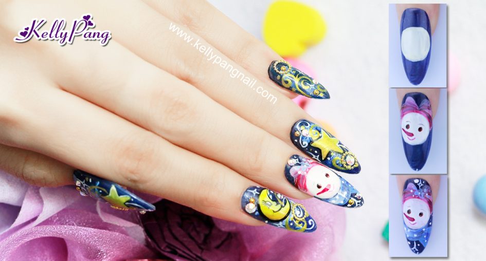 Các bước vẽ mẫu nail Người Tuyết
