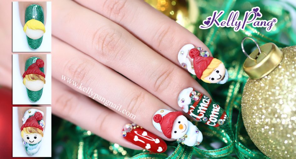 8 Bước vẽ nail Cậu Bé Người Tuyết