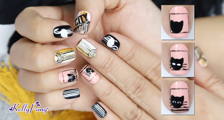 Click xem cách vẽ mẫu nail City Cat