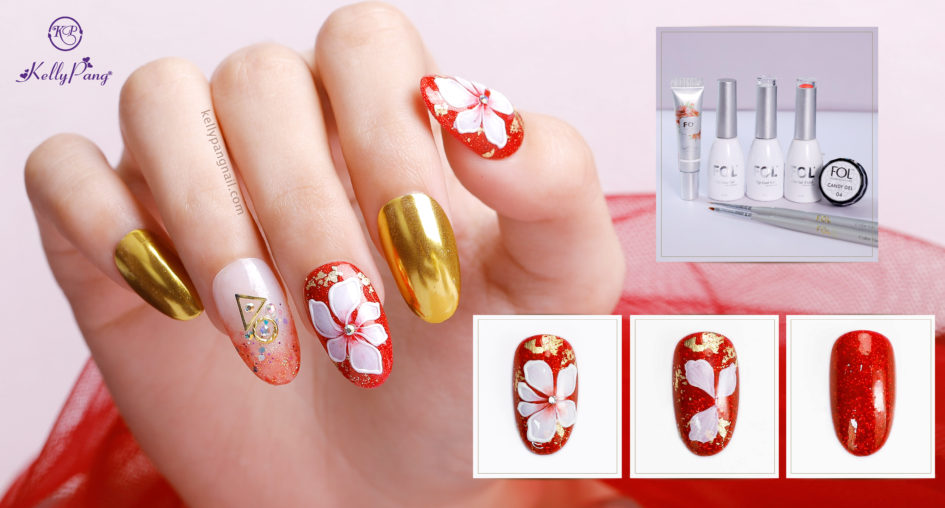 Cách Vẽ Nail Hoa Du Xuân bằng Cọ Hoa Cúc