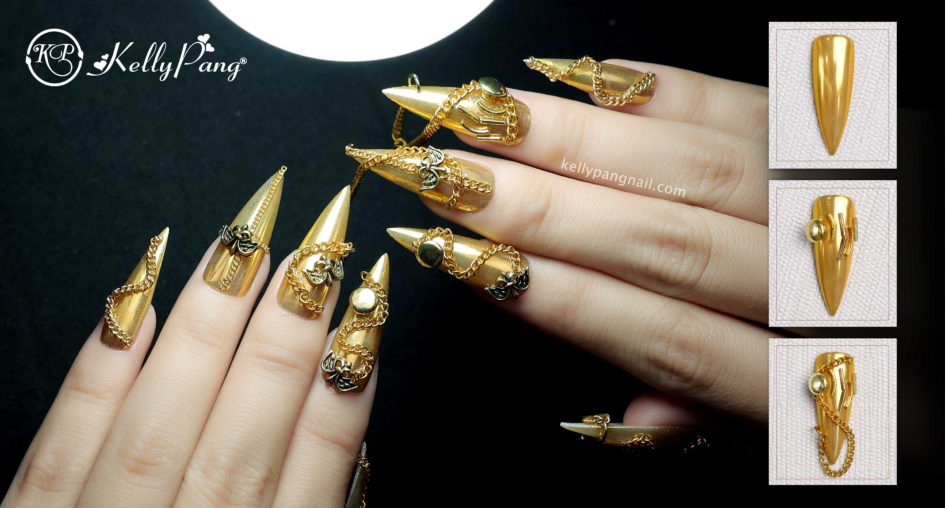 Cách Vẽ Nail Tông Vàng Gold Đính Kết Độc Lạ Cách Vẽ Nail Tông Vàng Gold Đính Kết Độc Lạ