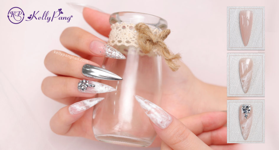 Cách Vẽ Nail Hiệu Ứng Gel Loang Kết Hợp Đính Đá Cách Vẽ Nail Hiệu Ứng Gel Loang Kết Hợp Đính Đá