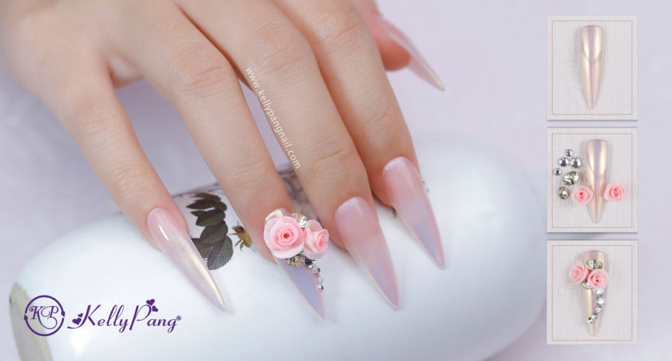 Cách Vẽ Nail Hoa Hồng Pha Lê