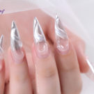 Cách Vẽ Nail Họa Tiết Xoáy 3D Ánh Bạc Nổi Bật