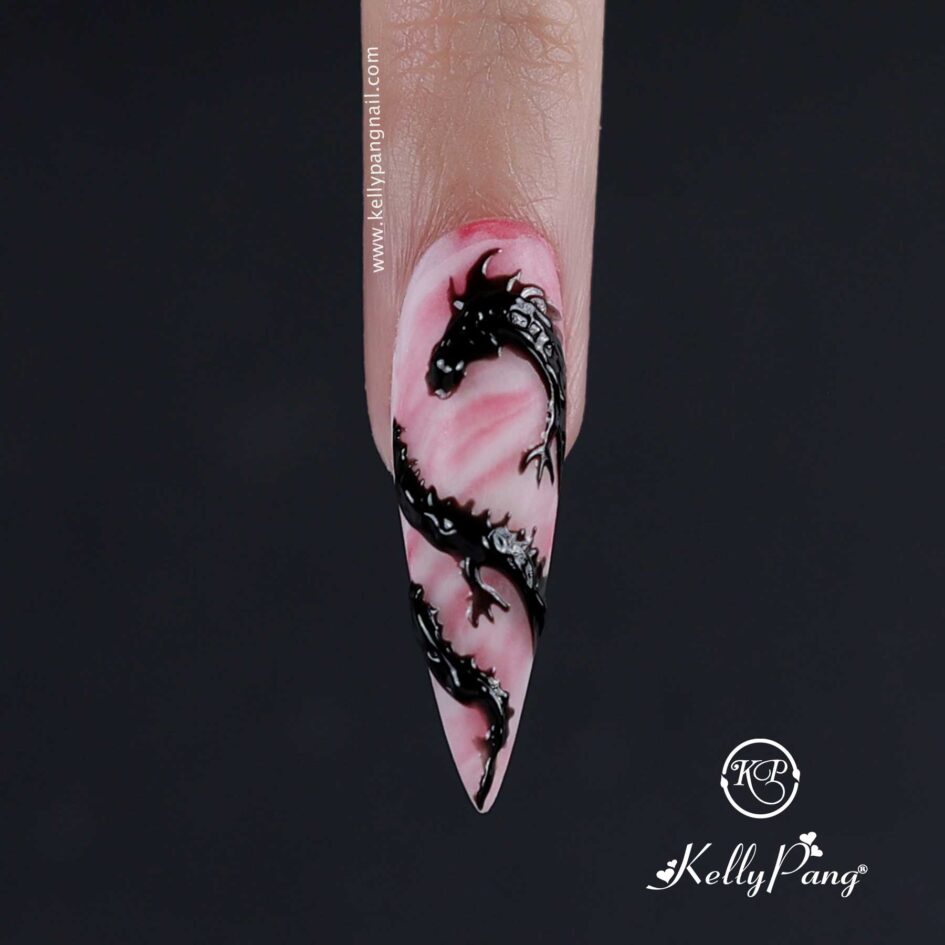 Hướng dẫn vẽ móng Hướng dẫn phối nail design marble đỏ trắng Bước 3 Hướng dẫn vẽ móng Hướng dẫn phối nail design marble đỏ trắng Bước 3