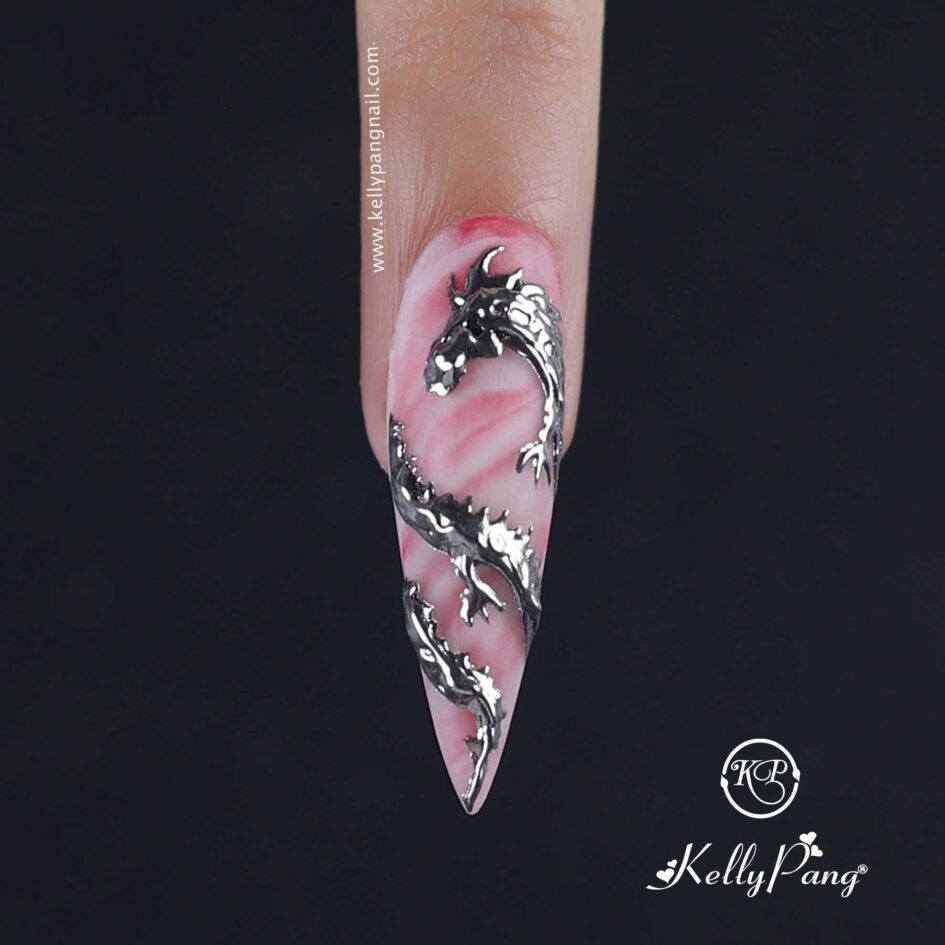 Hướng dẫn vẽ móng Hướng dẫn phối nail design marble đỏ trắng Bước 4 Hướng dẫn vẽ móng Hướng dẫn phối nail design marble đỏ trắng Bước 4